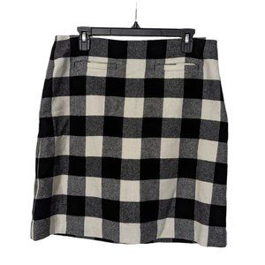 Talbots Black and Cream Buffalo Check Wool Blend Skirt